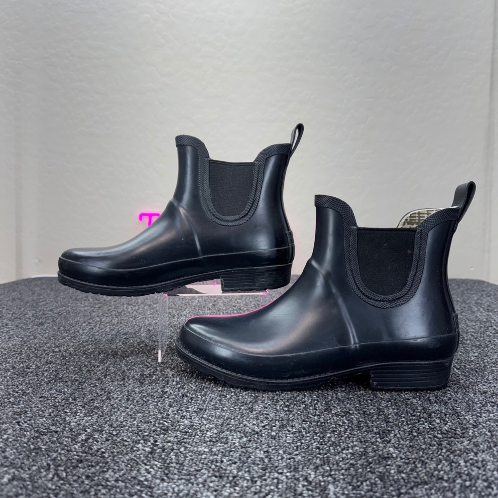 L.L. Bean Wellie Chelsea Rain Boots Womens 10 Black fair minimalist